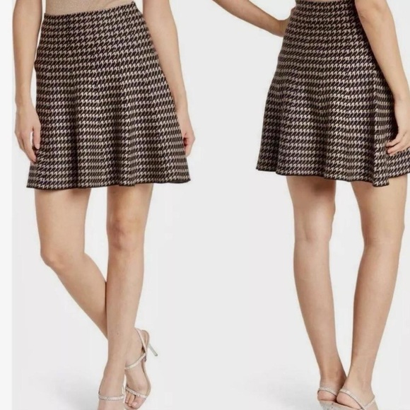 Max Studio vintage brown and black houndstooth skirt - Picture 3 of 3